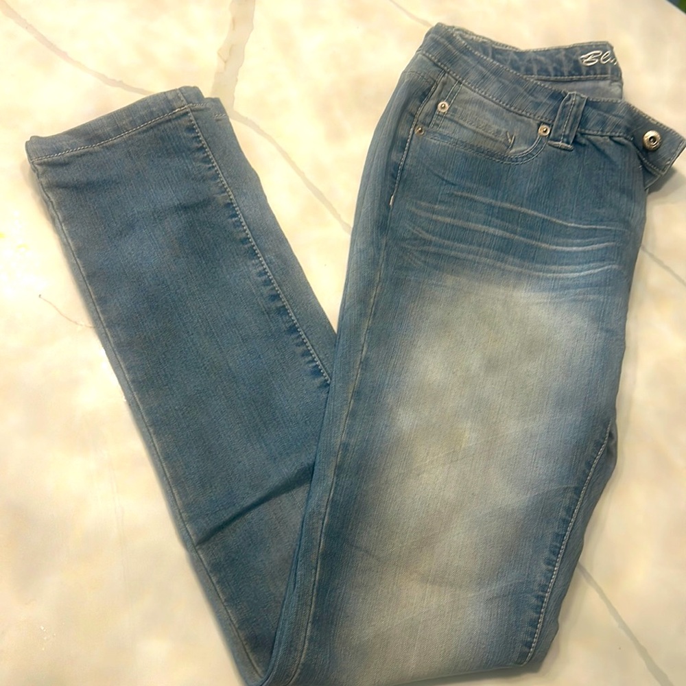Woman light blue jeans